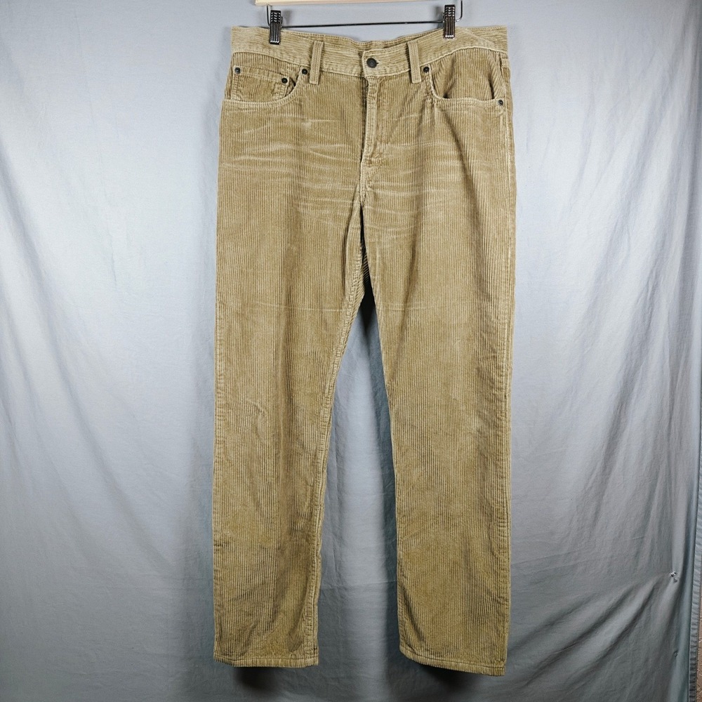 Levi's Women Middy Straight Leg Tan Corduroy Pants Size 32x30 see measurements